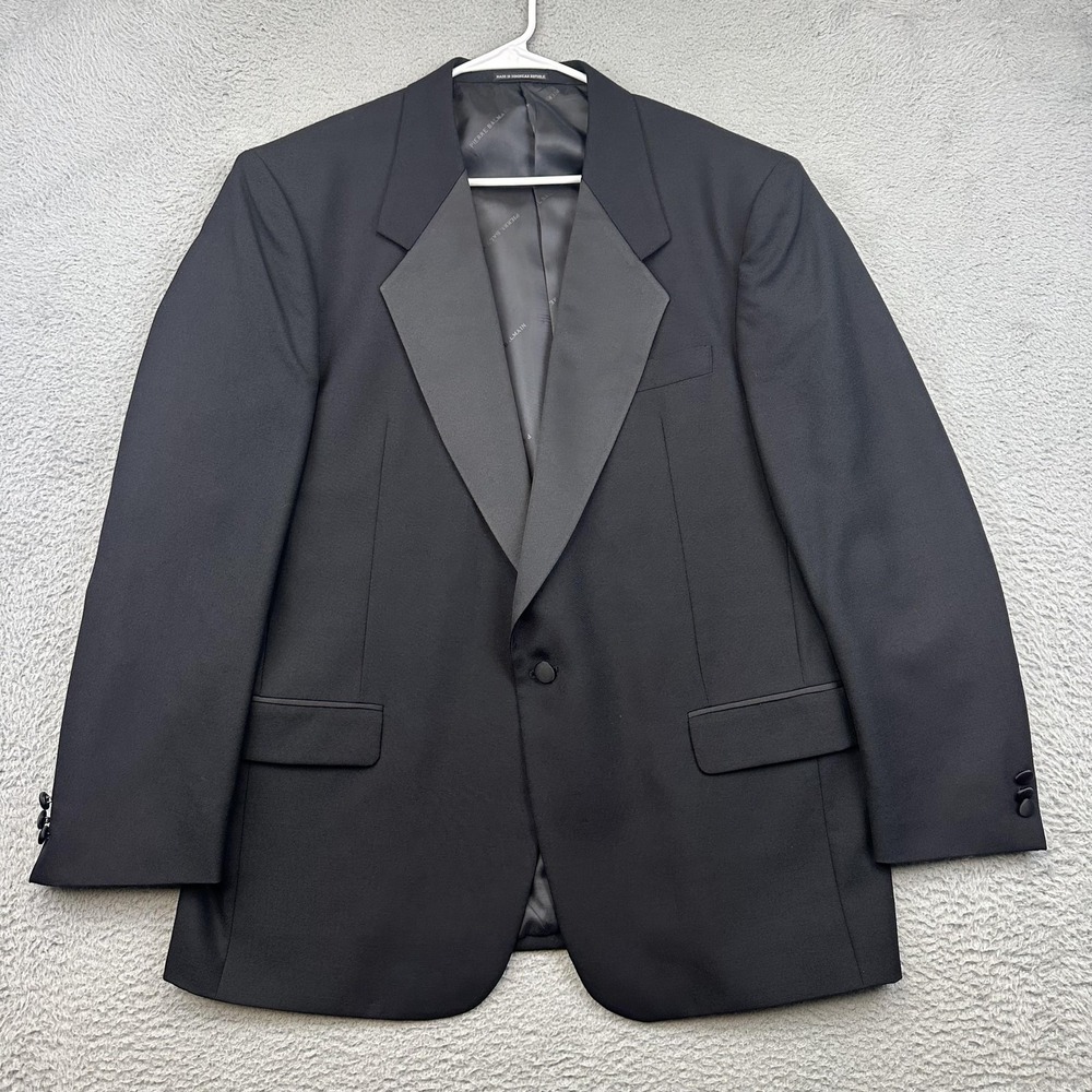 Pierre Balmain Blazer Mens 44 Black Wool Single Breasted Tuxedo Jacket Formal